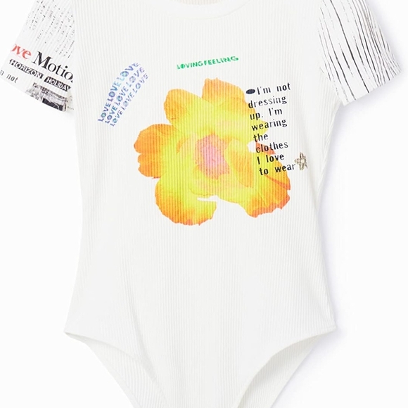Desigual White T with Yellow Floral Bodysuit - Picture 3 of 9